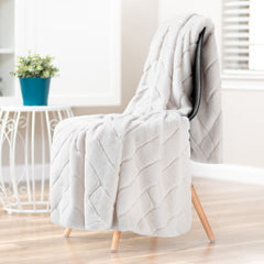 Geometric Faux Fur Throw Blanket