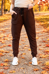 Brinley Brown Fleece Joggers