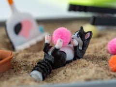 Cat Desk Zen Garden - Cute Cubicle Decor - Coworker Secret Santa Gift - Cat Lovers Gift - Fidget Sandbox Toy - Birthday Work Gift